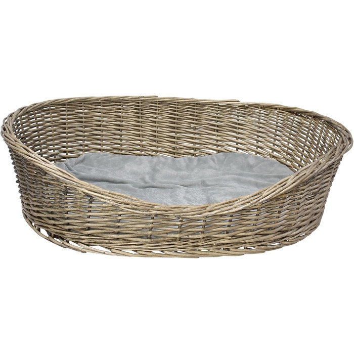 Корзина для собак Frank Flechtwaren Grey, Vollweide, сірого кольору, з поліестеру, 90 x 70 x 25 см