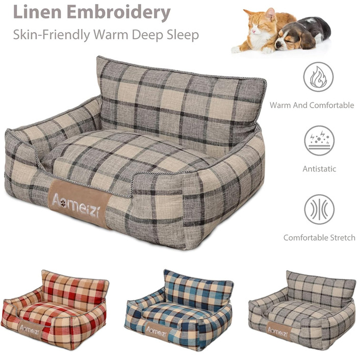 Ортопедичне ліжко для собак PETCUTE, сіре - зручне та миється, з підголовником