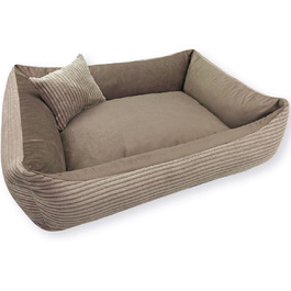 4L Textil Hundebett Molly - зручне ліжко для собак середніх порід, м'який велюр, коричневий колір (100x80 см)