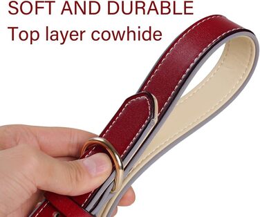 Нашийник для собак з червоної шкіри - якісний, м'який, з відбиваючими елементами та золотистою блискавкою для собак малих, середніх та великих порід