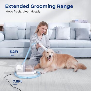 Пилсос для собак та котів Pecute 12000Pa з набором для грумінгу, 1.5л, машинка для стрижки