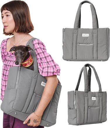 Сумка-переноска для собак та котів Joyflow | до 6 кг | м'яка переноска з безпечним кліпом | для подорожей літаком та авто | дизайн Європа | темно-сірий