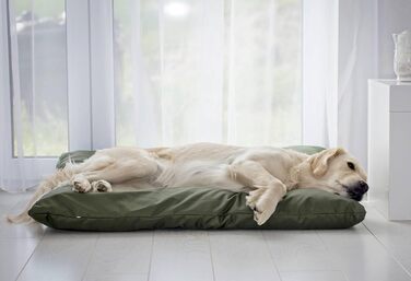 Подушка для собак 4L Textil ZOE, знімний чохол, для великих собак, 100x80 см, темно-зелена, з блискавкою, прана, ортопедичний лежак