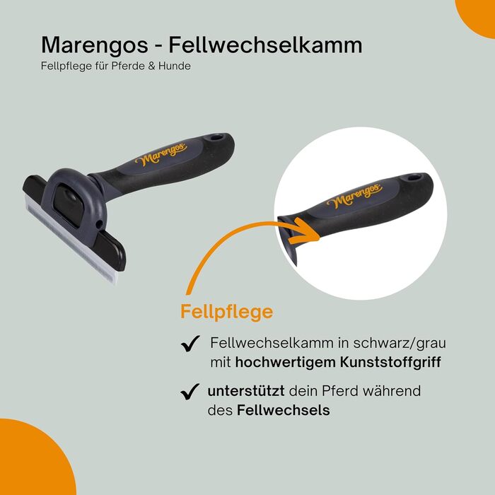 Гребінець для шерсті коня та собаки Marengos | Видаляє підшерсток та зимове хутро | Здорове шкірне покриття та блискуча шерсть | Гребінець для гриви коня | Допомога у линянні коней та собак | Аксесуари для коней
