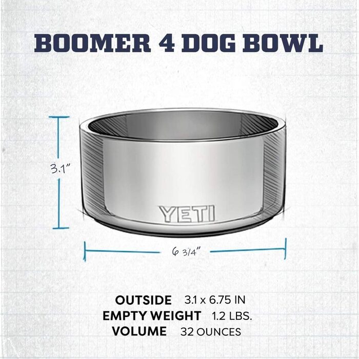 Миска для собак YETI Boomer 4, нержавіюча сталь, нековзка, жовта