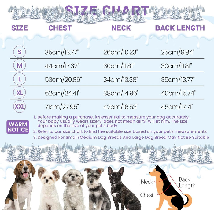 Теплий зимовий одяг для собак BRKURLEG, водонепроникний, флісовий, для холодної погоди, розмір L (фіолетовий)