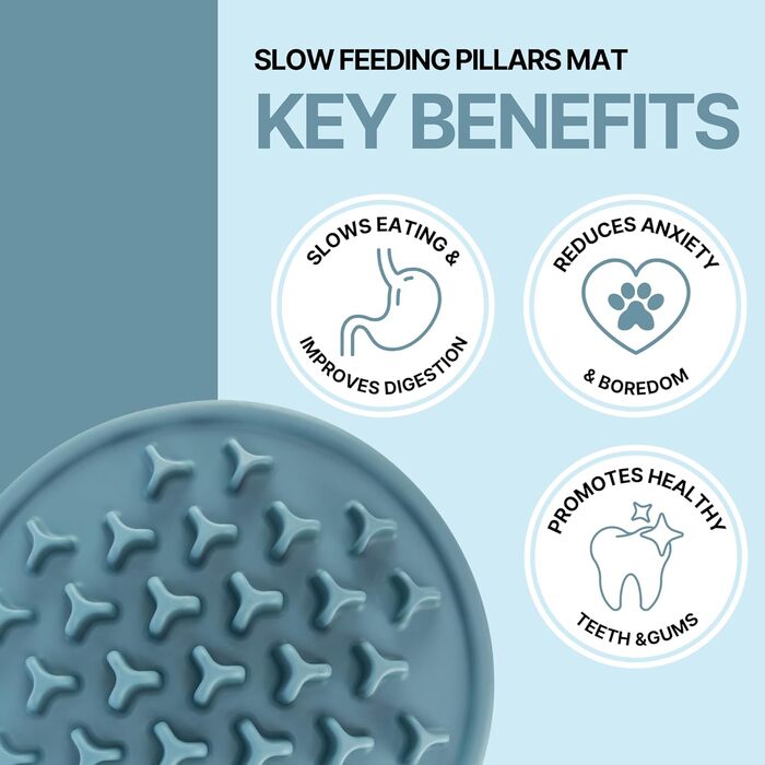 Таця для повільного годування TRIXIE Slow Feeding Anti Schling Matte Pillars, Ø 35 см, блакитна