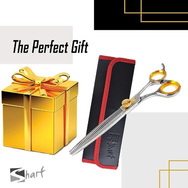 Професійні філірувальні ножиці Sharf Gold-Touch для тварин, 17,8 см, 46 зубців, з японської сталі 440C, для грумінгу шерсті, загострені кінці