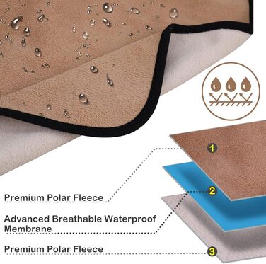 Водонепроникний коврик для собак PETTOM 100x75 см, м'який коврик для великих і маленьких собак, захисний коврик для дивана, ліжка, автокрісла, меблів - прання до 30°C (M, верблюжий)