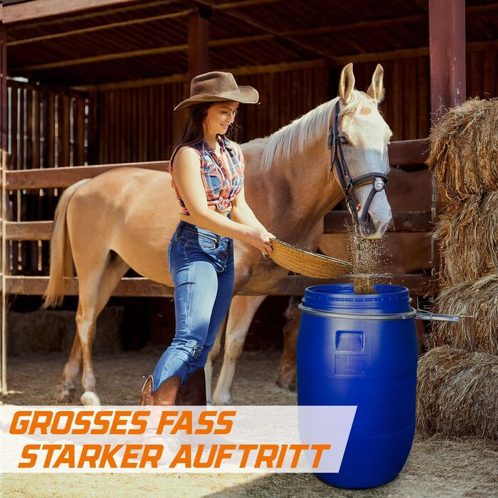 Футлярна бочка 60л з кришкою та обідком, харчова, 34см, універсальна, для саду (Блакитна)