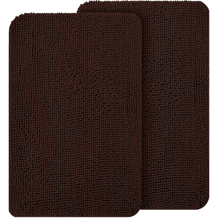 Набір килимків для собак OLANLY, 2 шт., 91.4 x 61 см, поглинають вологу та бруд, швидковисихаючі, неслизькі, пральні, з матеріалу ченілл, коричневі.