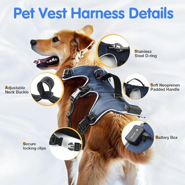 Світловідбиваючий нашийник для собак з LED підсвічуванням, перезаряджуваний, з м'якою ручкою, 3 регульовані розміри, водонепроникний, для середніх та великих собак, зелений (блакитний, XL)