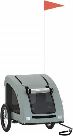 Фургон для собак VidaXL - сірий, 45 кг, з прапором та відбивачами, 125 x 63 x 66 см