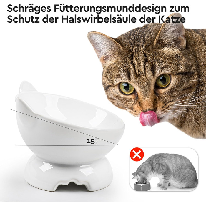 Набір мисок для котів, 2 шт. Керамічні миски для котів з піднятим краєм, набір з двох мисок