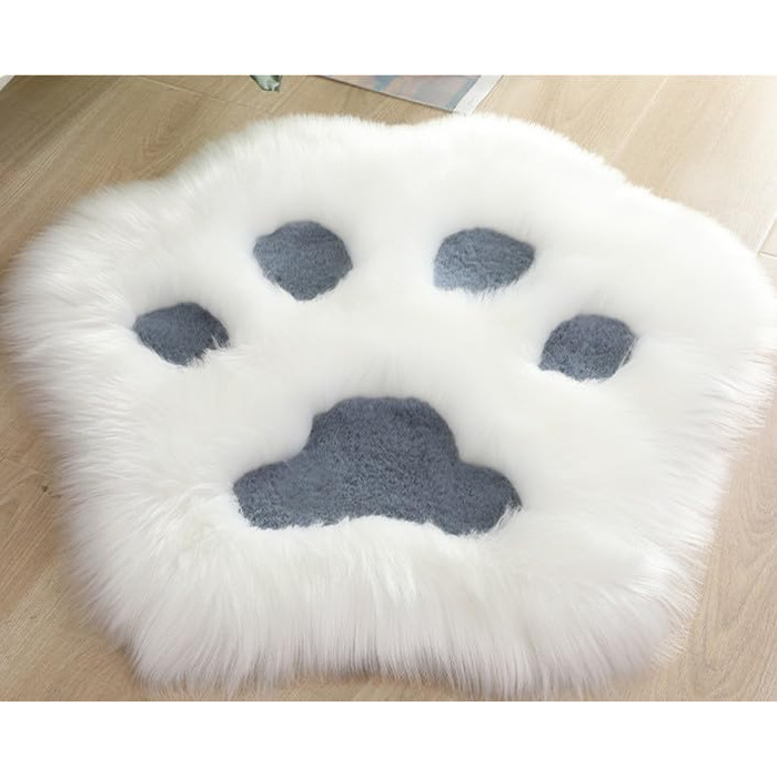Килимок з принтом лап собаки, штучне хутро, 80x80 см - для вітальні, спальні, декору софи