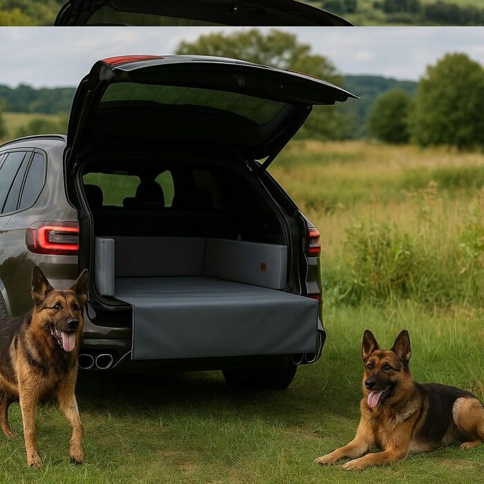 Килимок у багажник для собак Golden Dog, захист сидінь авто, штучна шкіра, 100 x 80 см, сірий