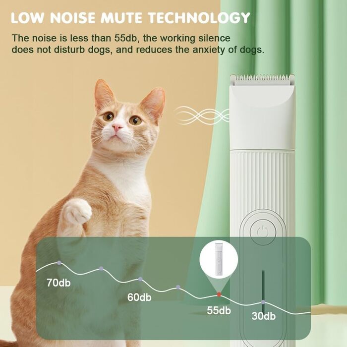 Машинка для стрижки собак та котів 4-в-1, безшумна, водонепроникна, акумуляторна