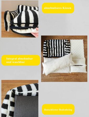 Крісло-лежанка для собак, лежанка для тварин, миється, м'яке ліжко для собак, подушка для собак, диванчик для собак (M-65x40x30см, чорно-білий)