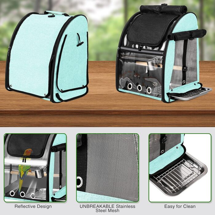 Переносна сумка-переноска для птахів Suertree з нержавіючою сталлю, зелена
