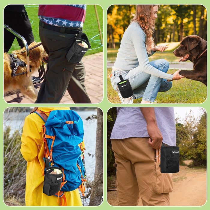 Ланжує Лекерлібутель - ласощі для маленьких собак, чорний, з кліпсою для ременя, 600D Оксфорд, 2 шт.