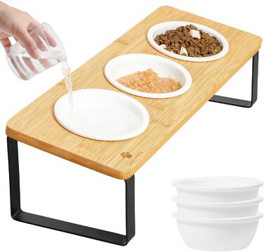 Набір мисок для котів GUUSII HOME: 6 мисок, кераміка, піднята годівниця, анти-блювотна, жовтий колір