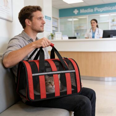 Транспортна сумка для кота/собаки MZSX, блакитна, до 4 кг, з дихаючою сіткою та світловідбиваючими смугами