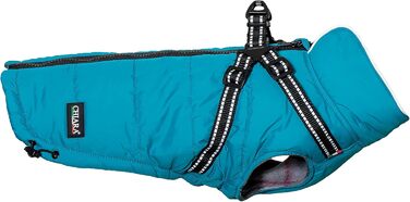 Зимова куртка CHIARA для собак, модель MAX, розмір M, матеріал: 100% поліестер, з флісовою підкладкою, зручна у надяганні, регульована довжина, можна прати в пральній машині, колір: бірюзовий