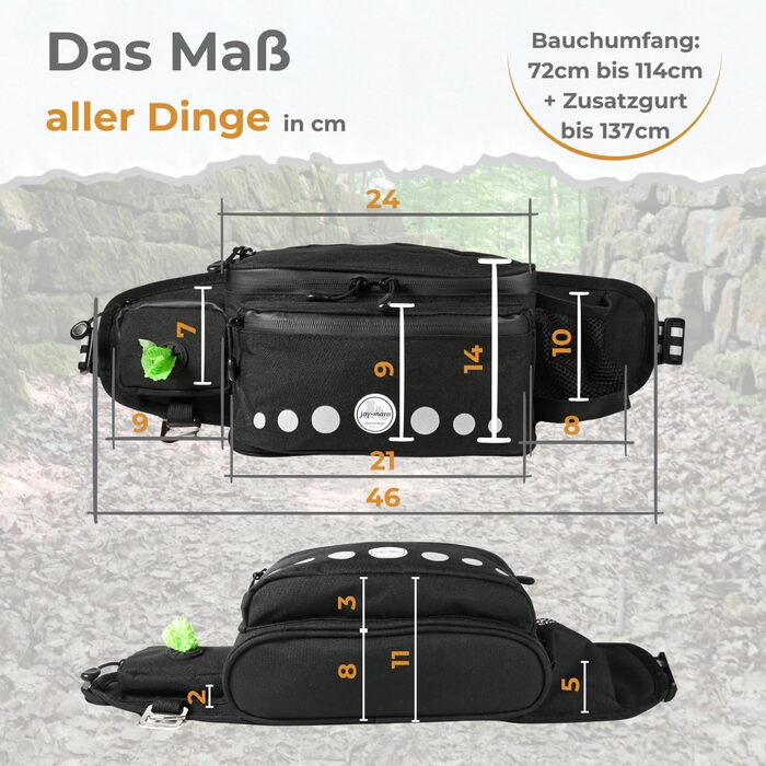 Водонепроникна сумка-лейкос для собак, поясна сумка для дресирування, сумка для прогулянок з тримачем для пляшки, сумка для корму з дозатором для відходів (чорна)