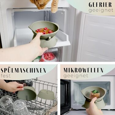 Підвищений миска для кота з регульованим нахилом ne&no® | Миска для кота, піднята | Миска для кота, зелений колір