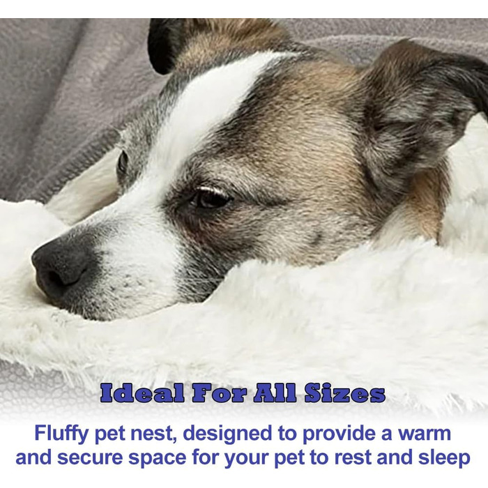 Кругле ліжко для собак та котів, плюшеве, м'яке, 50 см (сірий колір)