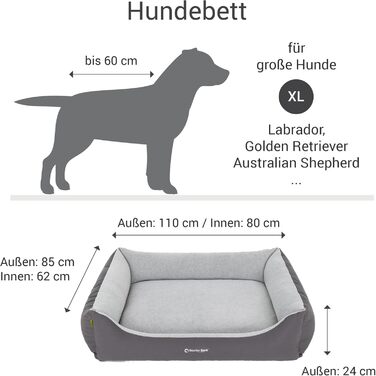 Крісло-лежанка для собак Doctor Bark GreenLabel XL (110x85 см, сірий) - зручне та міцне, Made in Germany