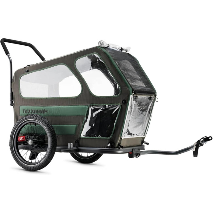 Фаркоп для собак TAXXI Dog M – велосипедний причіп для собак до 40 кг – з переднім та заднім входом, сітковими вікнами, відбивачами, з'єднувачем – складний та вологостійкий