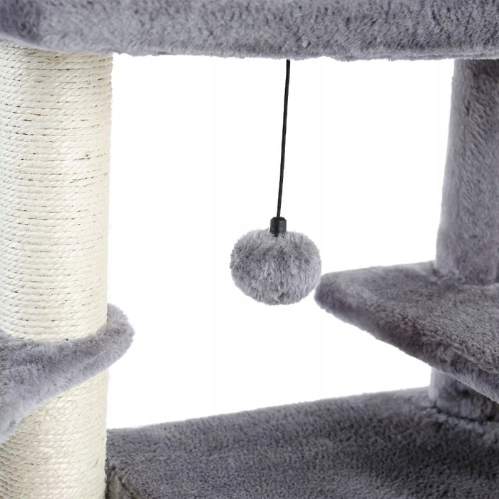 Високий кігтеточка-комплекс Petjet, сірий, сизаль, 5 рівнів