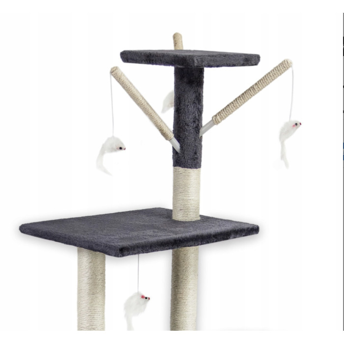 Високий кігтеточка-комплекс для котів Pet HOBBY, сірий, 5 рівнів, 140 см