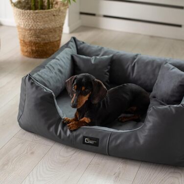 Ортопедичне ліжко для собак Eden, велике, середнє, маленьке - подушка для собак, килимок для собак з еко-шкіри + тканина Alcantara - зняття болю, стійке до зношування, міцне (XXL, сірий) XXL сірий
