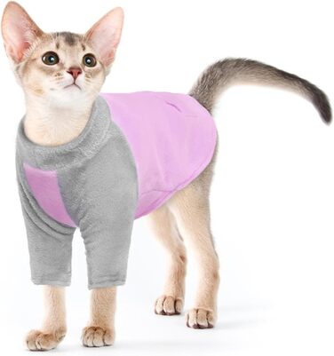 Теплий зимовий пуловер/куртка для кота Сфінкс (Roa, XS, фіолетовий) - тепла флісова куртка для котів