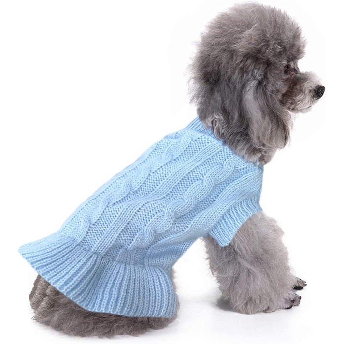 Світшот для маленьких собак, в'язаний одяг для котів, теплий зимовий одяг для кошенят, цуценят, розмір XS, світло-блакитний, X-Small