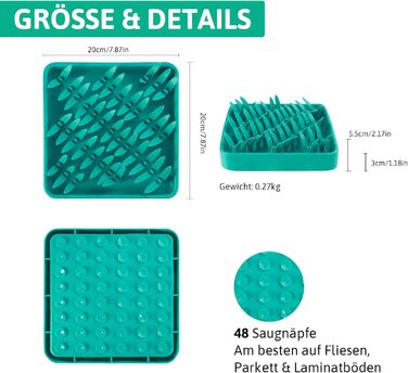 Силіконова килимок для собак PEGGY11, 28×28 см, Slow Feeder, антиковзаюча, легка у чищенні, з 3D-дизайном трави