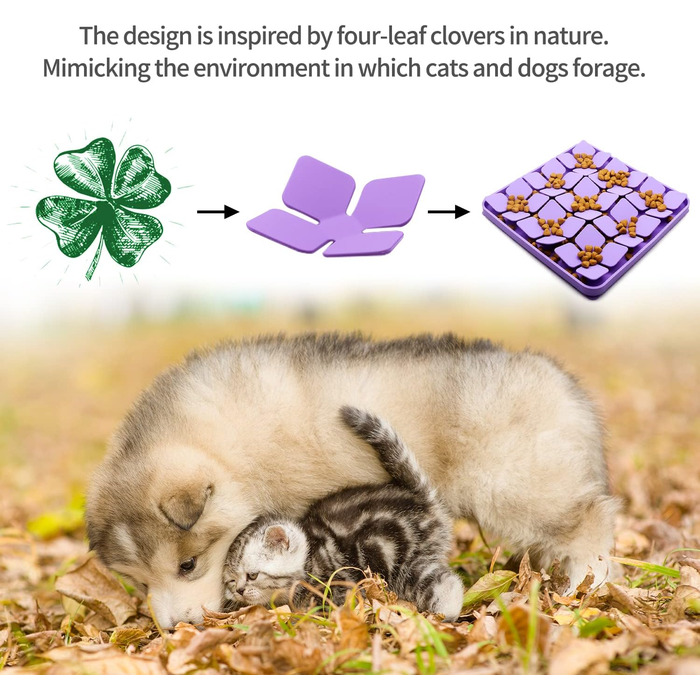 Килимок для повільного годування Hund & Katze Bowite з силікону для котів та маленьких собак, фіолетовий