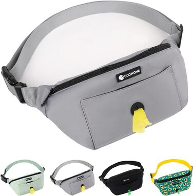 Сумка для собак з відділенням для ласощів та контейнером для відходів, поясна/животна сумка, сіра (нейлон), 12.2 x 12.2 x 5.71 см