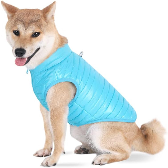 Зимовий теплий водонепроникний теплий зимовий одяг для собак з кільцем D, суперлегкий, для маленьких собак, кошенят, цуценят (XS, XL, блакитний)