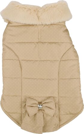 Жакети для собак Flamingo Guzzi з м'якого флісу з бантиком, 30 см, ідеально підходять для маленьких порід, таких як чихуахуа, йоркширський тер'єр, пудель (БЕЖЕВИЙ 30см)