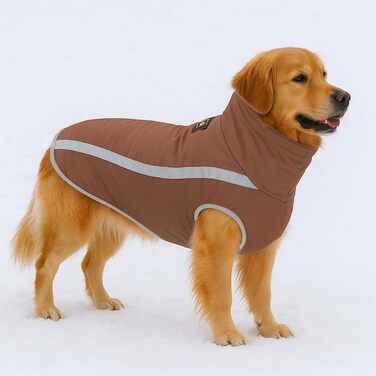 Зимовий теплий одяг для собак FeimaX: водонепроникний теплий зимовий одяг для собак з флісовою підкладкою, відбиваючими елементами, для цуценят, маленьких, середніх та великих собак, оливковий (коричневий), XXL