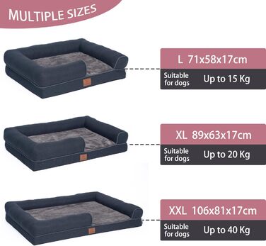 Ортопедичне лежанка для собак Преміум класу з піною Egg Foam, XL, 89 x 63 x 17 см, темно-сірий. Зручна, з водонепроникним чохлом та петлею для перенесення. Лежанка-софа для собак, м'яка, знімний, пральний чохол.