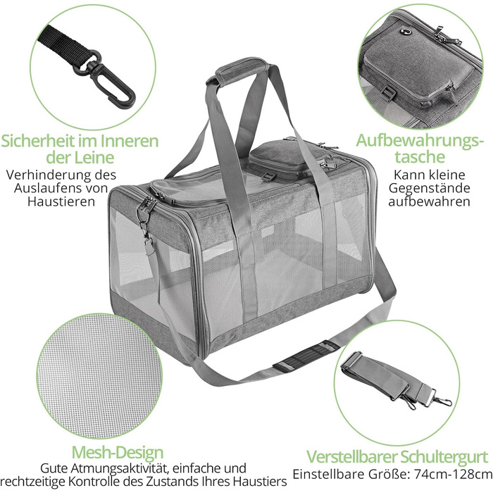 Транспортна сумка для котів та собак середнього розміру TAIKURA, складана переноска для тварин, дихаюча та миюча, з плечовим ременем, 44x31x31 см