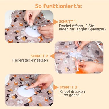 Інтерактивна іграшка для котів FLERDMAU з 3 режимами, з пір'ям та мишкою, електрична, для кількох котів, рожева