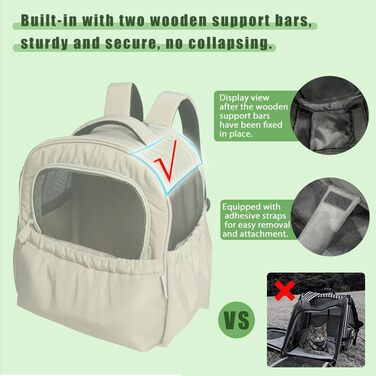 Розширювана переносна коробка для котів – складана переноска для котів та маленьких собак до 6 кг, легка переноска та сумка для собак, дихаюча та компактна переноска, світло-сіра (бежева)