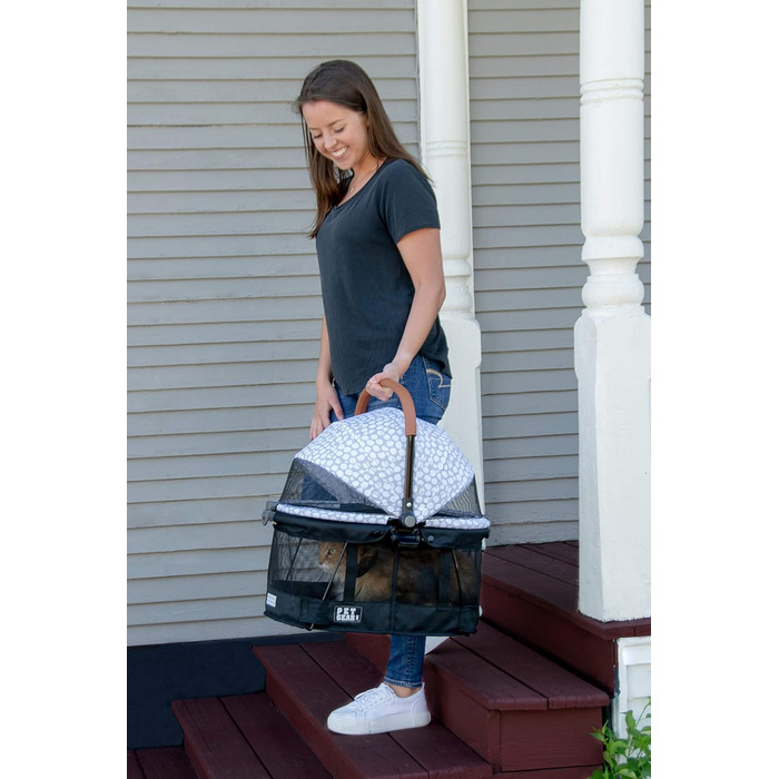 Дитяча коляска Pet Gear 3-в-1 View 360 з функцією перенесення та підняття сидіння, Easy Click N Go, для собак та котів, сіра (20 x 12 x 18.5 см)