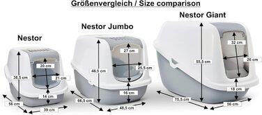 Комплект XXL туалет для котів Nestor Giant біло-сірий з килимком для лотка