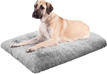 М'яке собаче ліжко для великих та середніх собак, плюшеве крісло-подушка для собак, товсті собачі матраци з неслизьким дном, пухнасте ліжко для домашніх тварин, можна прати та заспокоює (сірий, 80x118 см)